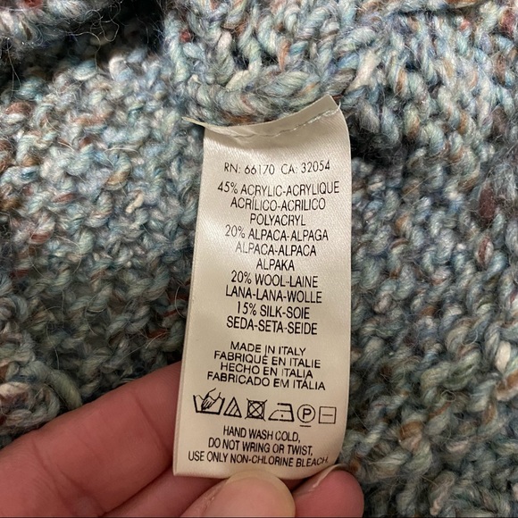 Anthropologie Moth Alpaca/Wool Blend Cowl Neck Knit Sweater Blue/Green Small - Picture 10 of 13